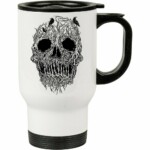 Caneca Térmica Árvore Do Crânio Preto 500ml Branca