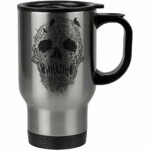 Caneca Térmica Árvore Do Crânio Preto 500ml Inox