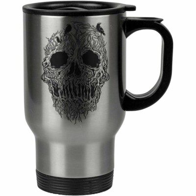 Caneca Térmica Árvore Do Crânio Preto 500ml Inox