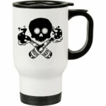 Caneca Térmica Beer Geek Caveira 500ml Branca
