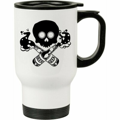 Caneca Térmica Beer Geek Caveira 500ml Branca