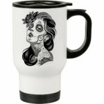 Caneca Térmica Caveira Mexicana Dia Da Morta 500ml Branca