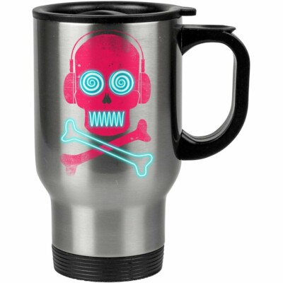 Caneca Térmica Caveira Pirata Neon Music 500ml Inox