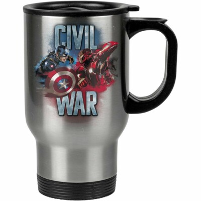 Caneca Térmica Civil War Capitão América E Iron Man 500ml Inox