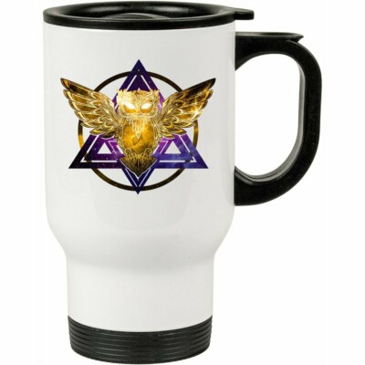Caneca Térmica Coruja Cósmica 500ml Branca