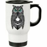 Caneca Térmica Coruja Cosmica Mágica 500ml Branca