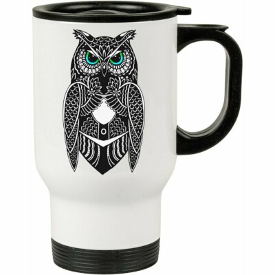 Caneca Térmica Coruja Cosmica Mágica 500ml Branca