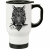 Caneca Térmica Coruja Guerreira Da Noite Preta 500ml Branca