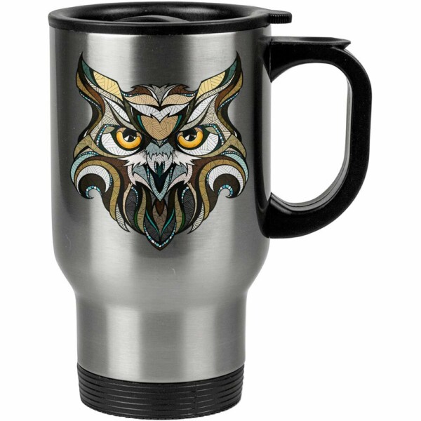 Caneca Térmica Coruja Linhas 500ml Inox