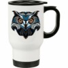 Caneca Térmica Coruja Linhas Azuis 500ml Branca