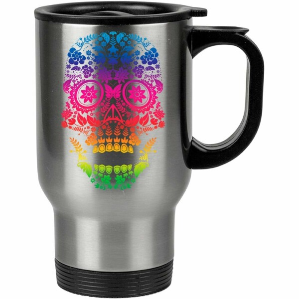 Caneca Térmica Caveira Arco-íris 500ml Inox