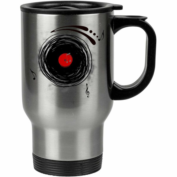 Caneca Térmica Disco De Vinil Dj Retro Grunge 500ml Inox