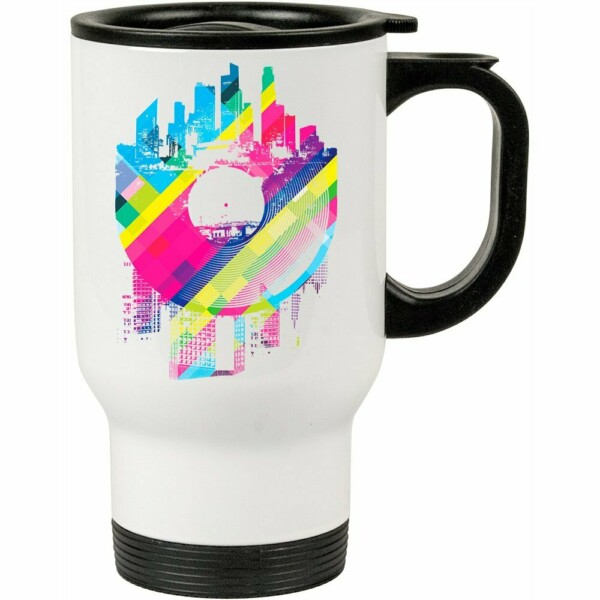 Caneca Térmica Disco De Vinil Urbano 500ml Branca