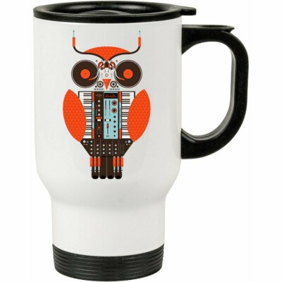 Caneca Térmica Dj Coruja Mesa De Som 500ml Branca