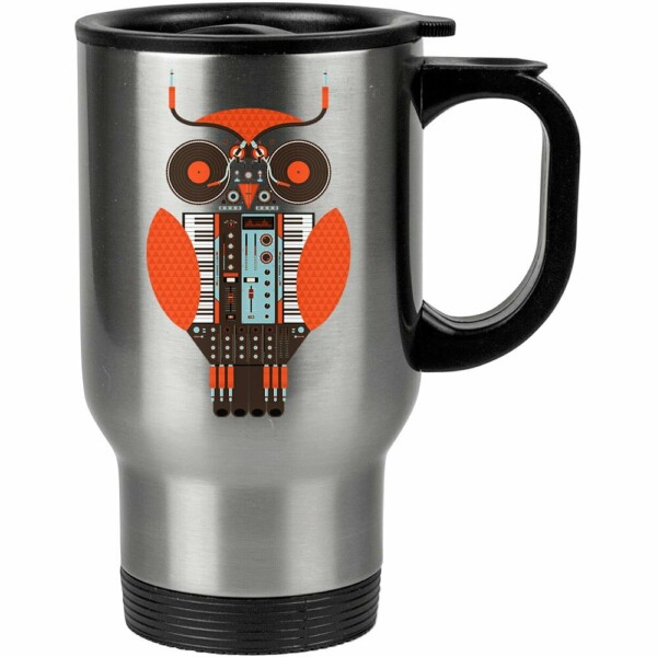 Caneca Térmica Dj Coruja Mesa De Som 500ml Inox