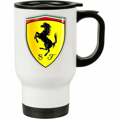 Caneca Térmica Ferrari Emblema V01 500ml Branca