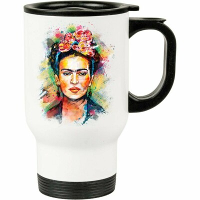 Caneca Térmica Frida Kahlo Arte 500ml Branca