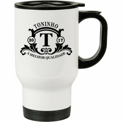 Caneca Térmica Personalizada Brasão V01 Com Nome 500ml Branca