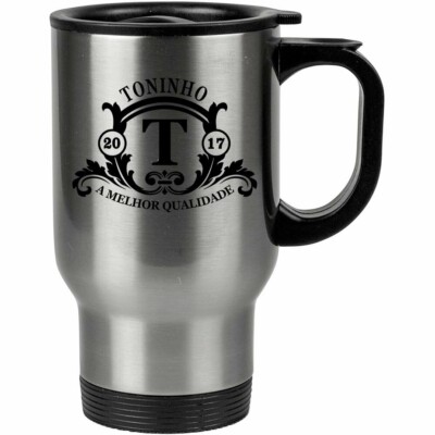 Caneca Térmica Personalizada Brasão V01 Com Nome 500ml Inox