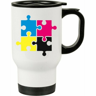 Caneca Térmica Quebra Cabeça Cmyk 500ml Branca