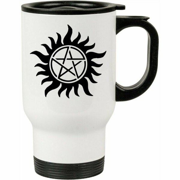 Caneca Térmica Supernatural Tatuagem Anti-possessão 500ml Branca