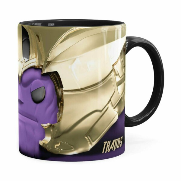 Caneca Thanos 3d Print Vingadores Preta
