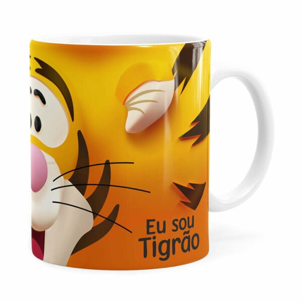 Caneca Tigrão 3d Print Turma Do Pooh Branca