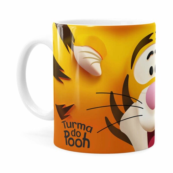 Caneca Tigrão 3d Print Turma Do Pooh Branca
