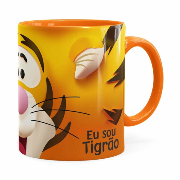 Caneca Tigrão 3d Print Turma Do Pooh Laranja
