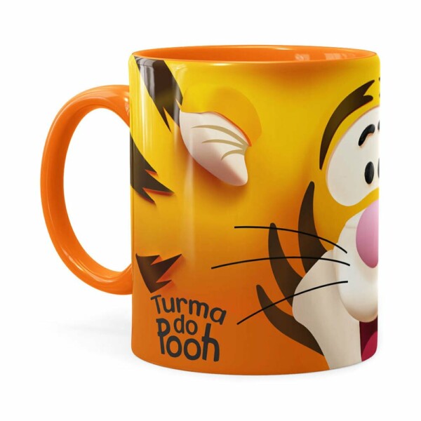Caneca Tigrão 3d Print Turma Do Pooh Laranja