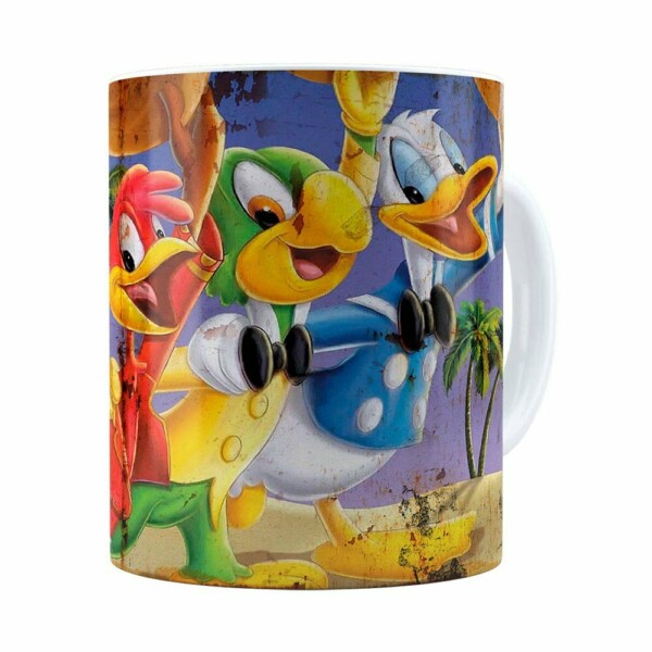 Caneca Zé Carioca E Donald Retrô 3d Print Branca