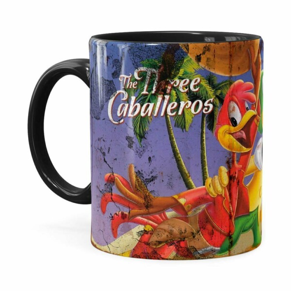 Caneca Zé Carioca E Donald Retrô 3d Print Preta
