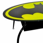 Mesa De Centro Batman Oval Metal E Vidro