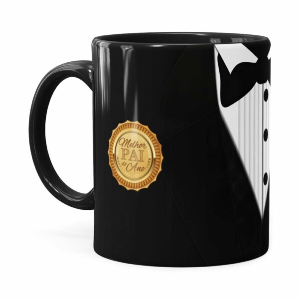 Caneca Black Tie Melhor Pai Do Ano Preta