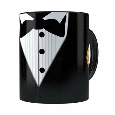 Caneca Black Tie Melhor Pai Do Ano Preta