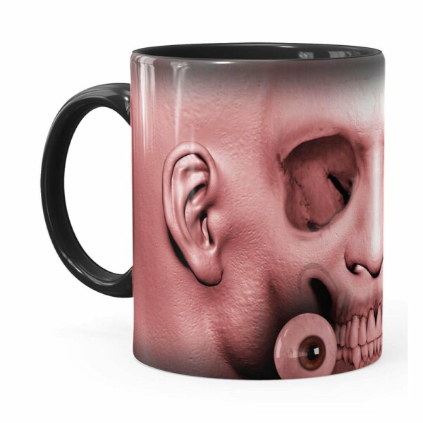 Caneca Cabeça De Zombie V03 Preta