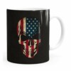 Caneca Caveira Bandeira Americana Branca