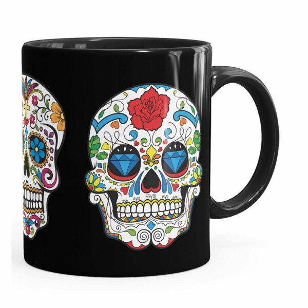 Caneca Caveiras Mexicanas V01 Preta