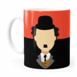 Caneca Charlie Chaplin Minimalista Branca