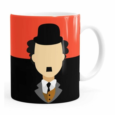 Caneca Charlie Chaplin Minimalista Branca