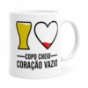 Caneca Copo Cheio Coração Vazio Branca