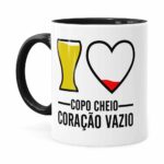 Caneca Copo Cheio Coração Vazio Preta