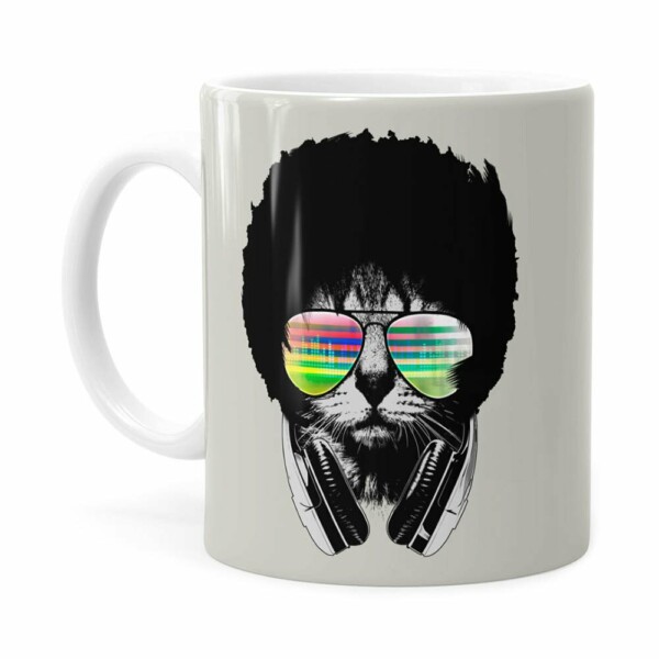 Caneca Deejay Cat Afro Branca