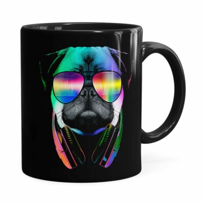 Caneca Deejay Pug V01 Preta