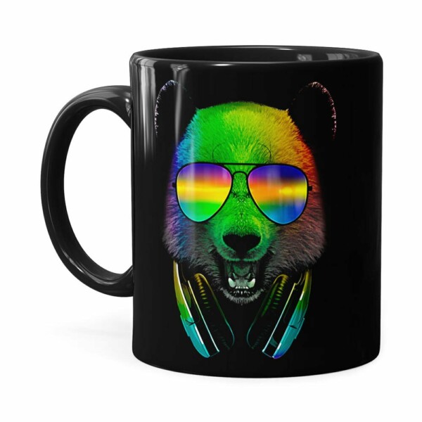 Caneca Deejay Urso Panda Preta