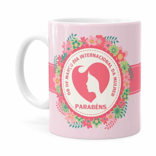 Caneca Dia Da Mulher Floral Branca