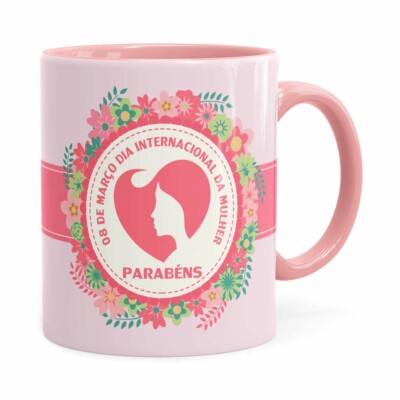 Caneca Dia Da Mulher Floral Rosa