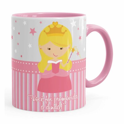 Caneca Dinda Princesa Cute Rosa