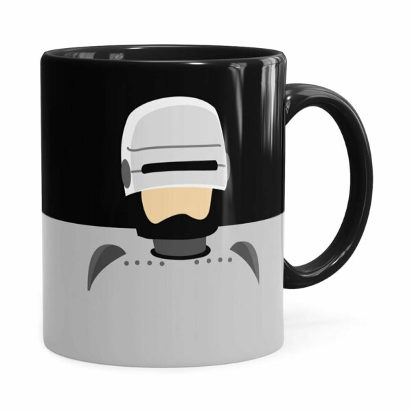Caneca Do Robocop Minimalista Preta