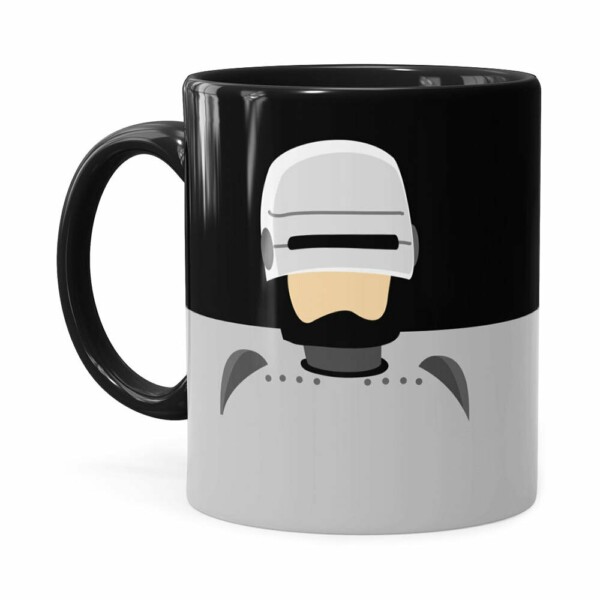 Caneca Do Robocop Minimalista Preta